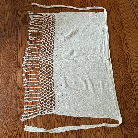 Elegant Cream Midi Skirt with Fringe - Picture 7 of 7